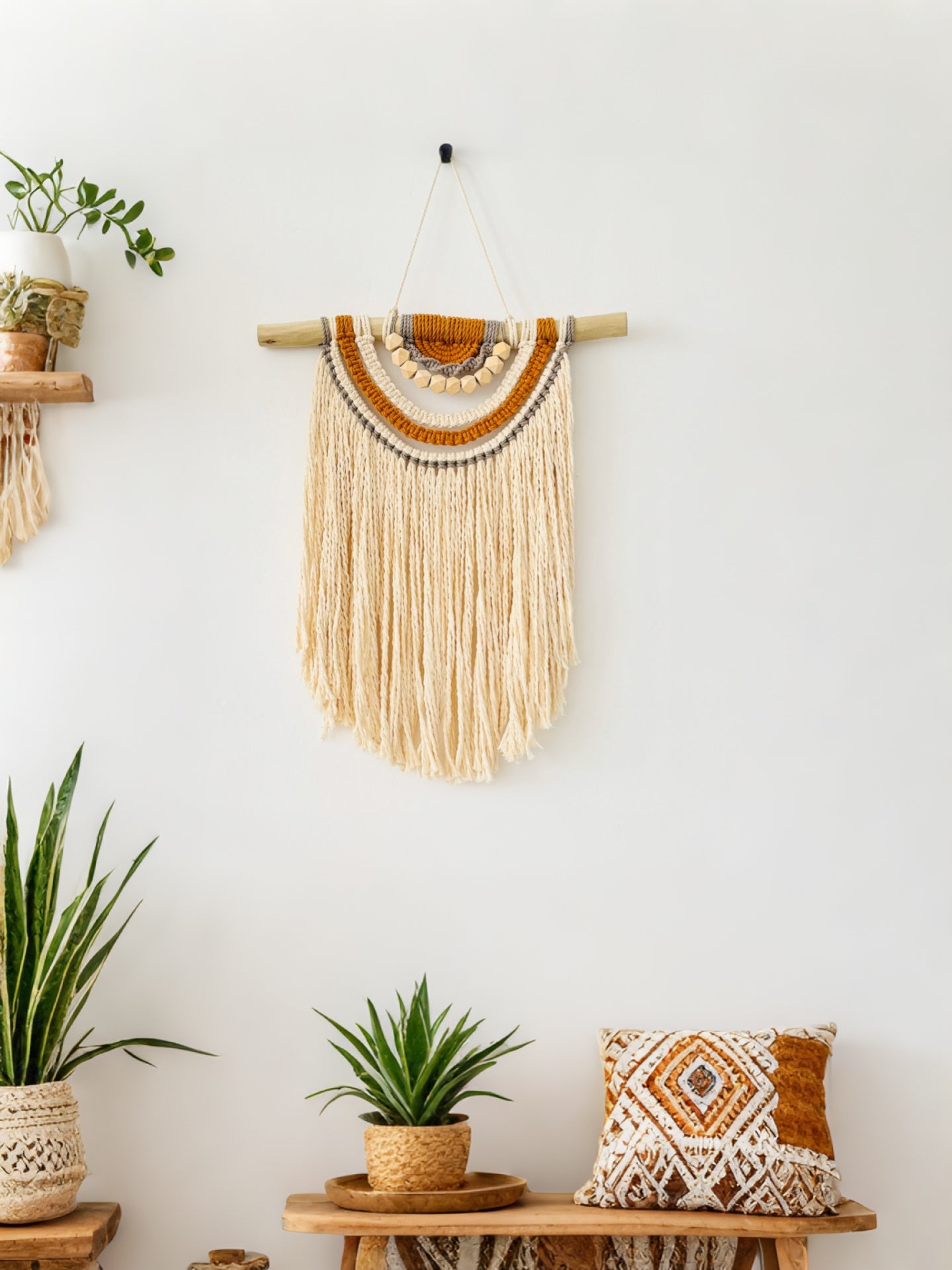 מקרמה לקיר MACRAME WALL HANGER ZOOM OUT "שלוות המדבר"